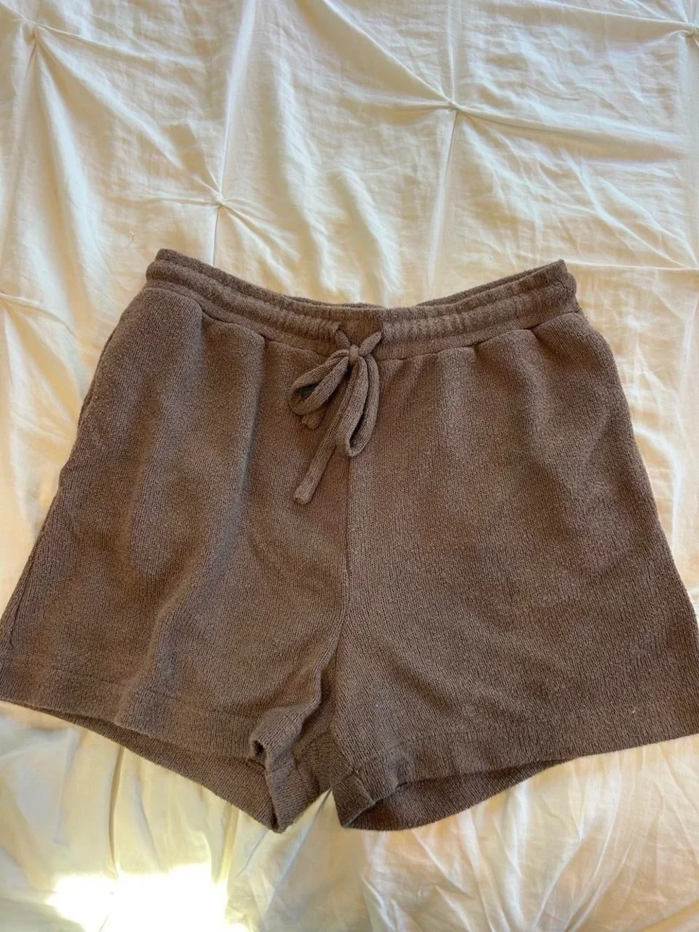 H&M brown viscose & cotton shorts (soft knit material on the outside)